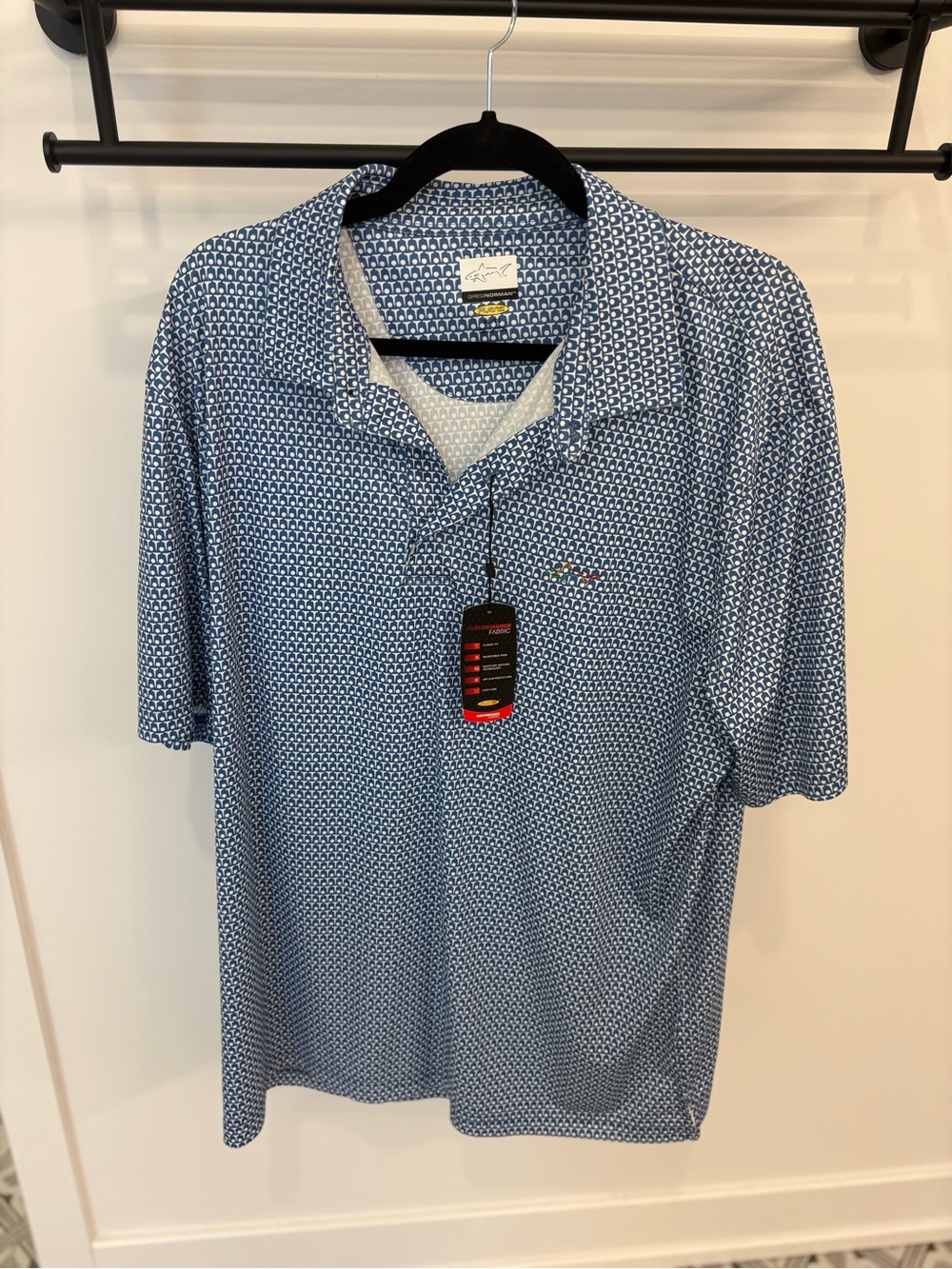 Greg Norman Collection Blue Patterned Golf Polo